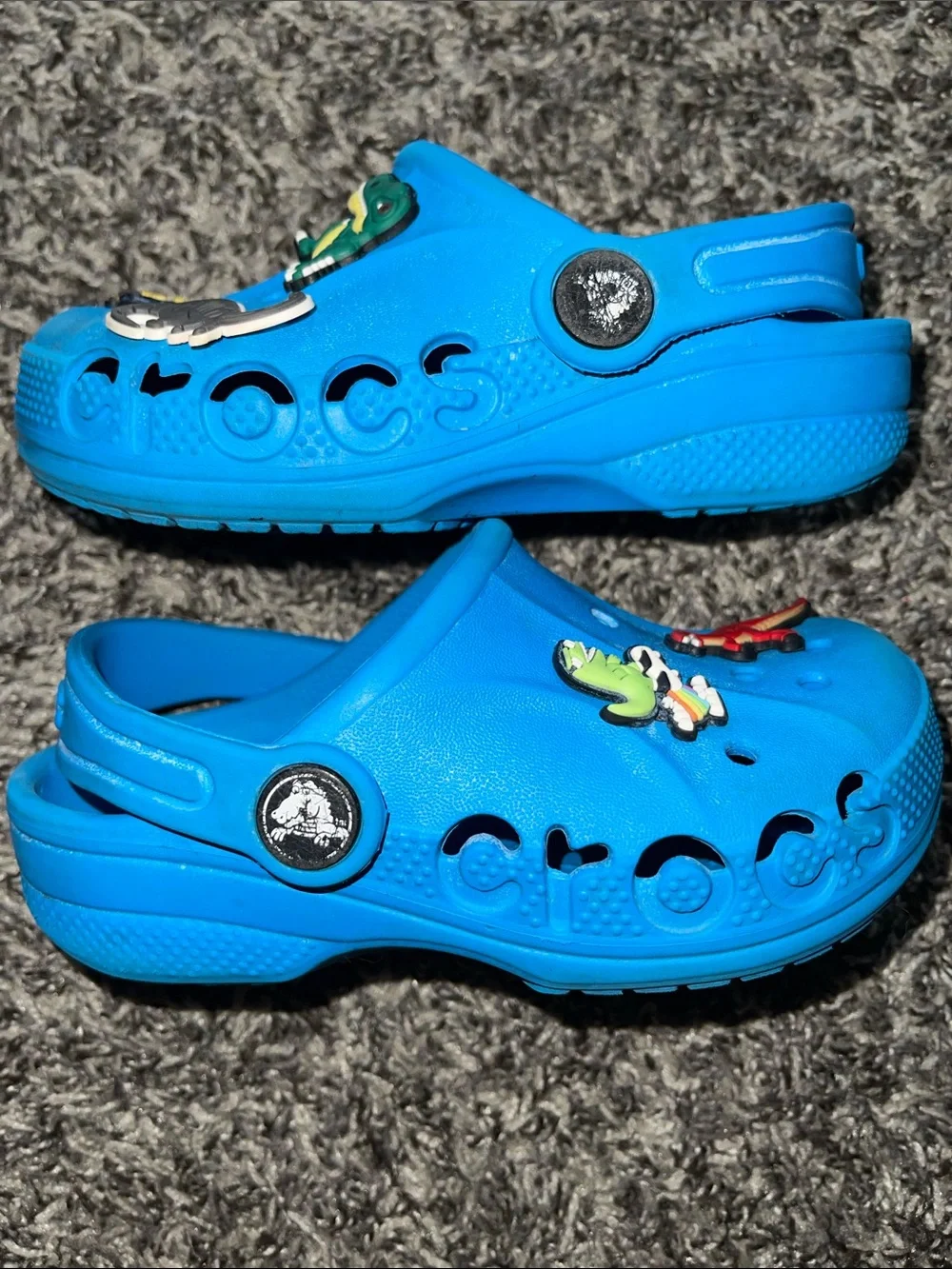 Kids Blue CROCS with Dinosaur Jibbitz (C9)